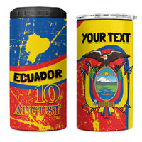 Personalized Ecuador Independence Day 4 in 1 Can Cooler Tumbler Coat Of Arms Grunge Style - Wonder Print Shop