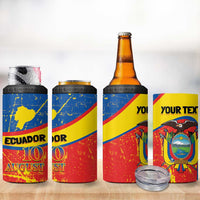 Personalized Ecuador Independence Day 4 in 1 Can Cooler Tumbler Coat Of Arms Grunge Style - Wonder Print Shop