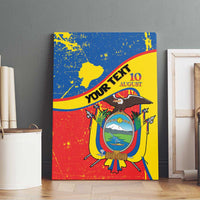Personalized Ecuador Independence Day Canvas Wall Art Coat Of Arms Grunge Style - Wonder Print Shop