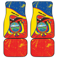 Personalized Ecuador Independence Day Car Mats Coat Of Arms Grunge Style - Wonder Print Shop
