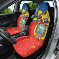 Personalized Ecuador Independence Day Car Seat Cover Coat Of Arms Grunge Style - Wonder Print Shop