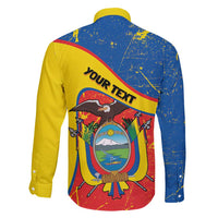 Personalized Ecuador Independence Day Family Matching Long Sleeve Bodycon Dress and Hawaiian Shirt Coat Of Arms Grunge Style - Wonder Print Shop