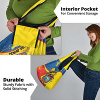 Personalized Ecuador Independence Day Grocery Bag Coat Of Arms Grunge Style - Wonder Print Shop