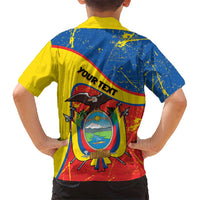 Personalized Ecuador Independence Day Hawaiian Shirt Coat Of Arms Grunge Style - Wonder Print Shop