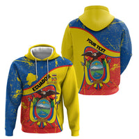 Personalized Ecuador Independence Day Hoodie Coat Of Arms Grunge Style - Wonder Print Shop