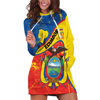 Personalized Ecuador Independence Day Hoodie Dress Coat Of Arms Grunge Style - Wonder Print Shop
