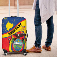 Personalized Ecuador Independence Day Luggage Cover Coat Of Arms Grunge Style - Wonder Print Shop