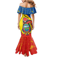 Personalized Ecuador Independence Day Mermaid Dress Coat Of Arms Grunge Style - Wonder Print Shop