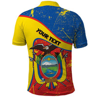 Personalized Ecuador Independence Day Polo Shirt Coat Of Arms Grunge Style - Wonder Print Shop