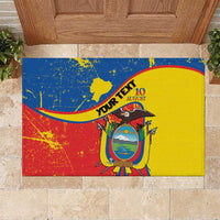 Personalized Ecuador Independence Day Rubber Doormat Coat Of Arms Grunge Style - Wonder Print Shop