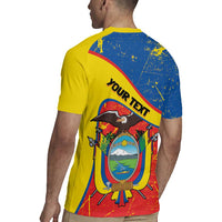 Personalized Ecuador Independence Day Rugby Jersey Coat Of Arms Grunge Style - Wonder Print Shop
