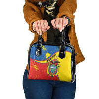 Personalized Ecuador Independence Day Shoulder Handbag Coat Of Arms Grunge Style - Wonder Print Shop
