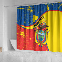 Personalized Ecuador Independence Day Shower Curtain Coat Of Arms Grunge Style - Wonder Print Shop