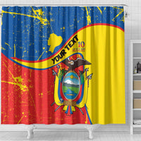Personalized Ecuador Independence Day Shower Curtain Coat Of Arms Grunge Style - Wonder Print Shop