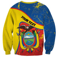 Personalized Ecuador Independence Day Sweatshirt Coat Of Arms Grunge Style - Wonder Print Shop