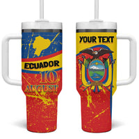 Personalized Ecuador Independence Day Tumbler With Handle Coat Of Arms Grunge Style - Wonder Print Shop