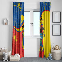 Personalized Ecuador Independence Day Window Curtain Coat Of Arms Grunge Style - Wonder Print Shop