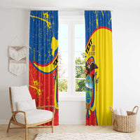 Personalized Ecuador Independence Day Window Curtain Coat Of Arms Grunge Style - Wonder Print Shop