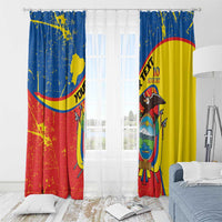 Personalized Ecuador Independence Day Window Curtain Coat Of Arms Grunge Style - Wonder Print Shop