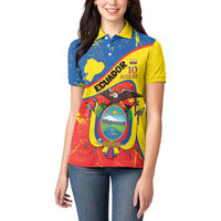 Personalized Ecuador Independence Day Women Polo Shirt Coat Of Arms Grunge Style - Wonder Print Shop