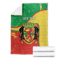 Personalized Congo-Brazzaville Independence Day Blanket Coat Of Arms Grunge Style - Wonder Print Shop