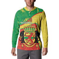 Personalized Congo-Brazzaville Independence Day Button Sweatshirt Coat Of Arms Grunge Style - Wonder Print Shop