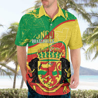 Personalized Congo-Brazzaville Independence Day Hawaiian Shirt Coat Of Arms Grunge Style - Wonder Print Shop