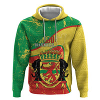 Personalized Congo-Brazzaville Independence Day Hoodie Coat Of Arms Grunge Style - Wonder Print Shop