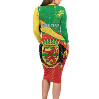 Personalized Congo-Brazzaville Independence Day Long Sleeve Bodycon Dress Coat Of Arms Grunge Style - Wonder Print Shop