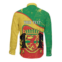 Personalized Congo-Brazzaville Independence Day Long Sleeve Button Shirt Coat Of Arms Grunge Style - Wonder Print Shop