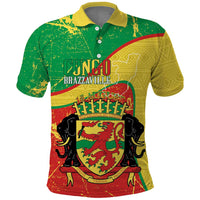Personalized Congo-Brazzaville Independence Day Polo Shirt Coat Of Arms Grunge Style - Wonder Print Shop
