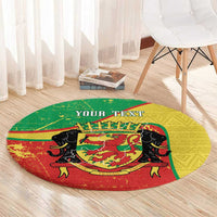 Personalized Congo-Brazzaville Independence Day Round Carpet Coat Of Arms Grunge Style - Wonder Print Shop