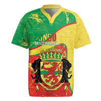 Personalized Congo-Brazzaville Independence Day Rugby Jersey Coat Of Arms Grunge Style - Wonder Print Shop