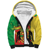 Personalized Congo-Brazzaville Independence Day Sherpa Hoodie Coat Of Arms Grunge Style - Wonder Print Shop
