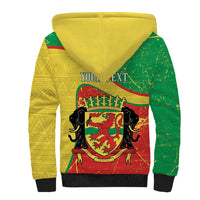 Personalized Congo-Brazzaville Independence Day Sherpa Hoodie Coat Of Arms Grunge Style - Wonder Print Shop