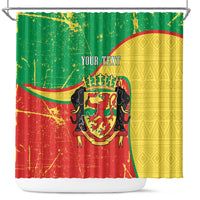 Personalized Congo-Brazzaville Independence Day Shower Curtain Coat Of Arms Grunge Style - Wonder Print Shop