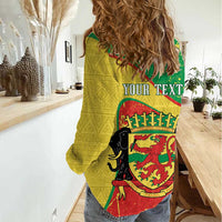 Personalized Congo-Brazzaville Independence Day Women Casual Shirt Coat Of Arms Grunge Style - Wonder Print Shop