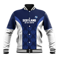 Custom Scotland Cricket Baseball Jacket Go Scots Thistle Pattern - Wonder Print Shop