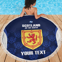 Custom Scotland Cricket Beach Blanket Go Scots Thistle Pattern - Wonder Print Shop