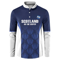 Custom Scotland Cricket Button Sweatshirt Go Scots Thistle Pattern - Wonder Print Shop