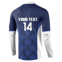 Custom Scotland Cricket Button Sweatshirt Go Scots Thistle Pattern - Wonder Print Shop