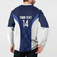 Custom Scotland Cricket Button Sweatshirt Go Scots Thistle Pattern - Wonder Print Shop