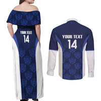 Custom Scotland Cricket Couples Matching Off Shoulder Maxi Dress and Long Sleeve Button Shirt Go Scots Thistle Pattern - Wonder Print Shop