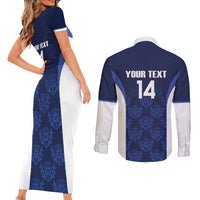 Custom Scotland Cricket Couples Matching Short Sleeve Bodycon Dress and Long Sleeve Button Shirt Go Scots Thistle Pattern - Wonder Print Shop