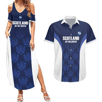 Custom Scotland Cricket Couples Matching Summer Maxi Dress and Hawaiian Shirt Go Scots Thistle Pattern - Wonder Print Shop