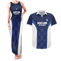 Custom Scotland Cricket Couples Matching Tank Maxi Dress and Hawaiian Shirt Go Scots Thistle Pattern - Wonder Print Shop