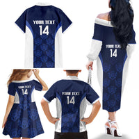 Custom Scotland Cricket Family Matching Off The Shoulder Long Sleeve Dress and Hawaiian Shirt Go Scots Thistle Pattern - Wonder Print Shop