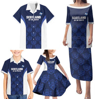 Custom Scotland Cricket Family Matching Puletasi and Hawaiian Shirt Go Scots Thistle Pattern - Wonder Print Shop