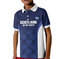 Custom Scotland Cricket Kid Polo Shirt Go Scots Thistle Pattern - Wonder Print Shop