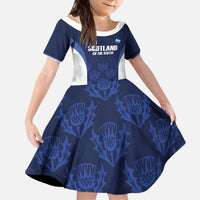 Custom Scotland Cricket Kid Short Sleeve Dress Go Scots Thistle Pattern - Wonder Print Shop